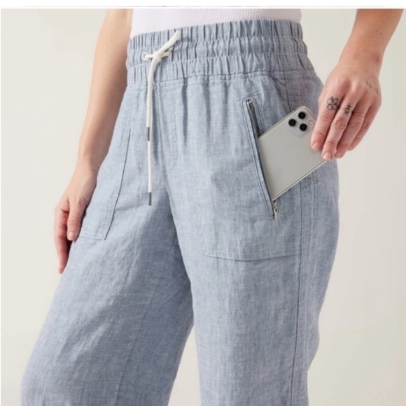 Athleta chambray blue Cabo linen wide leg pant size 4 - Picture 3 of 11